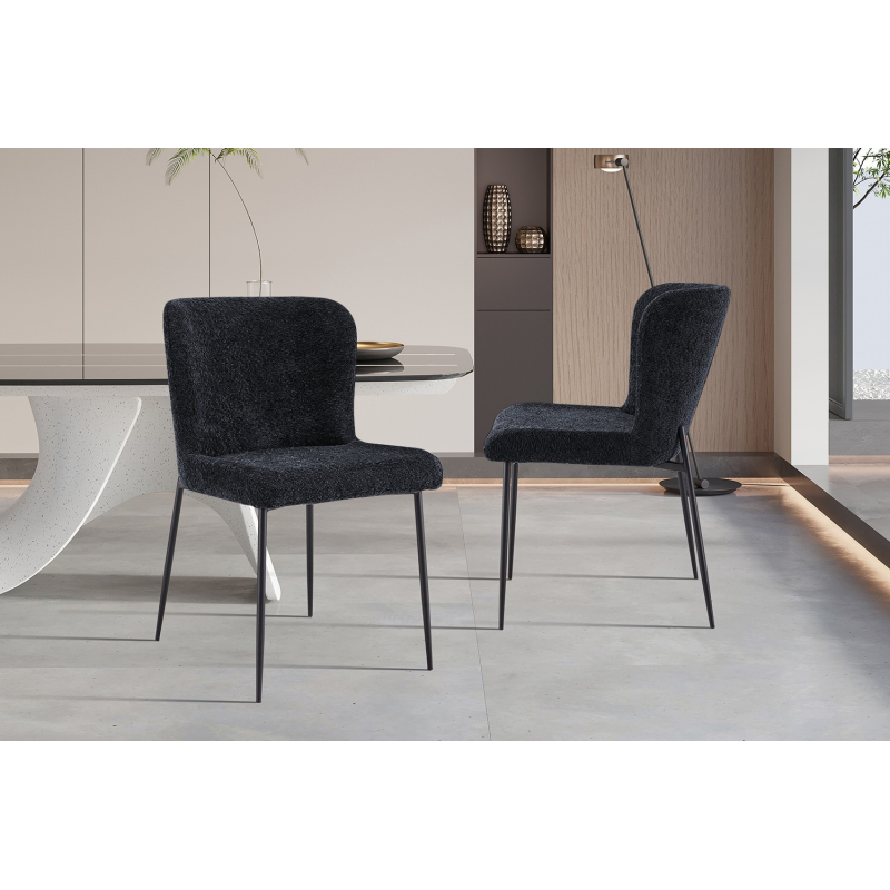 Chaise 'Lisa' Bouclé Gris Foncé - Élégance et Confort