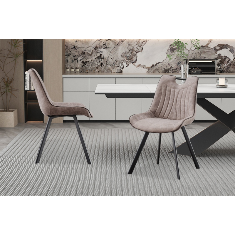 Chaise Pablo en PU Microfibre Gris - Design Moderne et Confortable