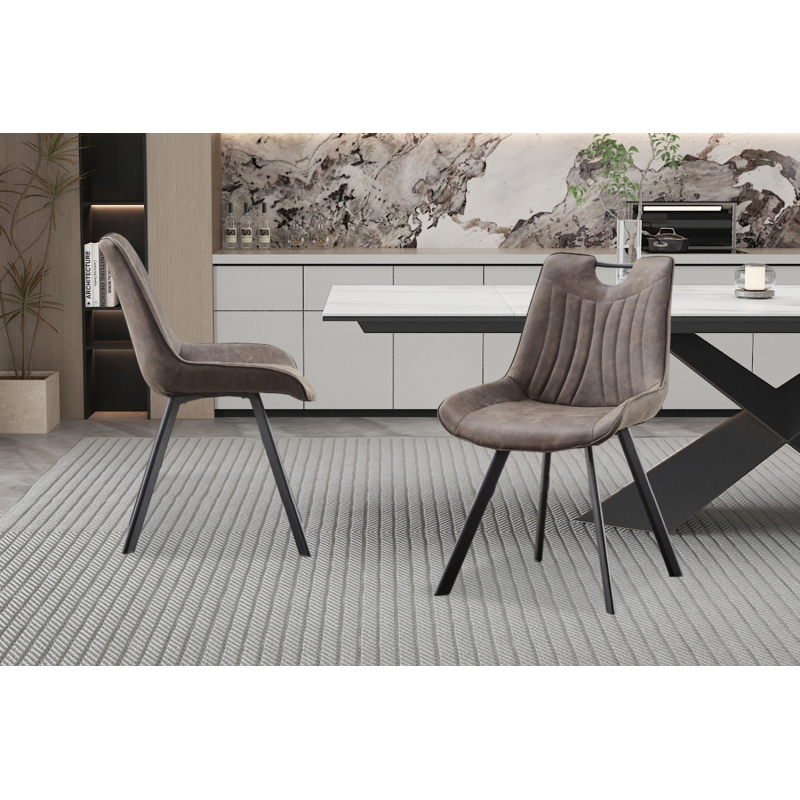 Chaise 'Pablo' en microfibre gris foncé - Élégante et confortable