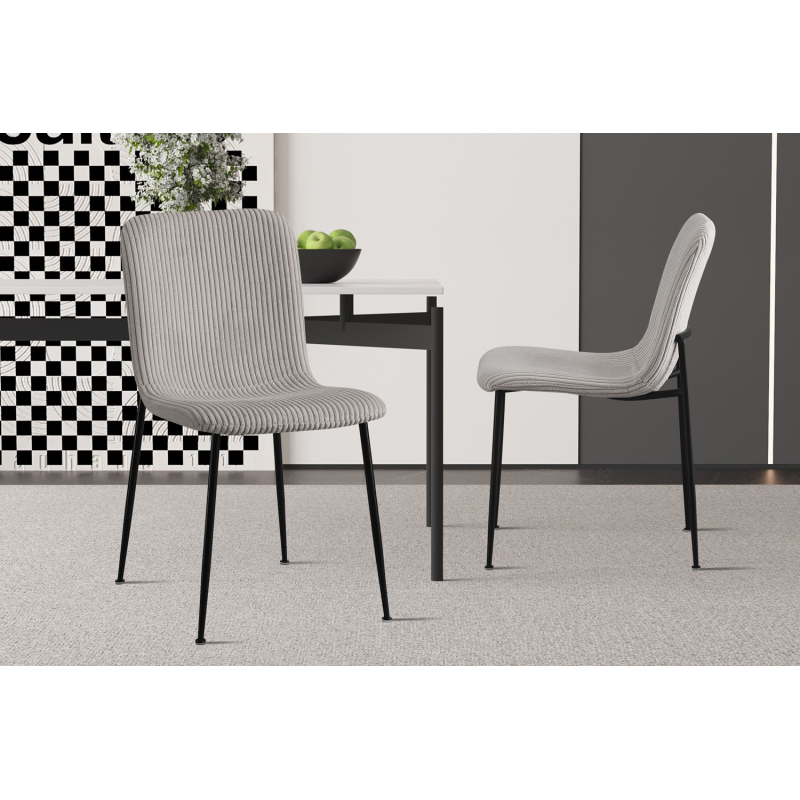 Chaise Alice en Corduroy Gris Clair - Élégance et Confort