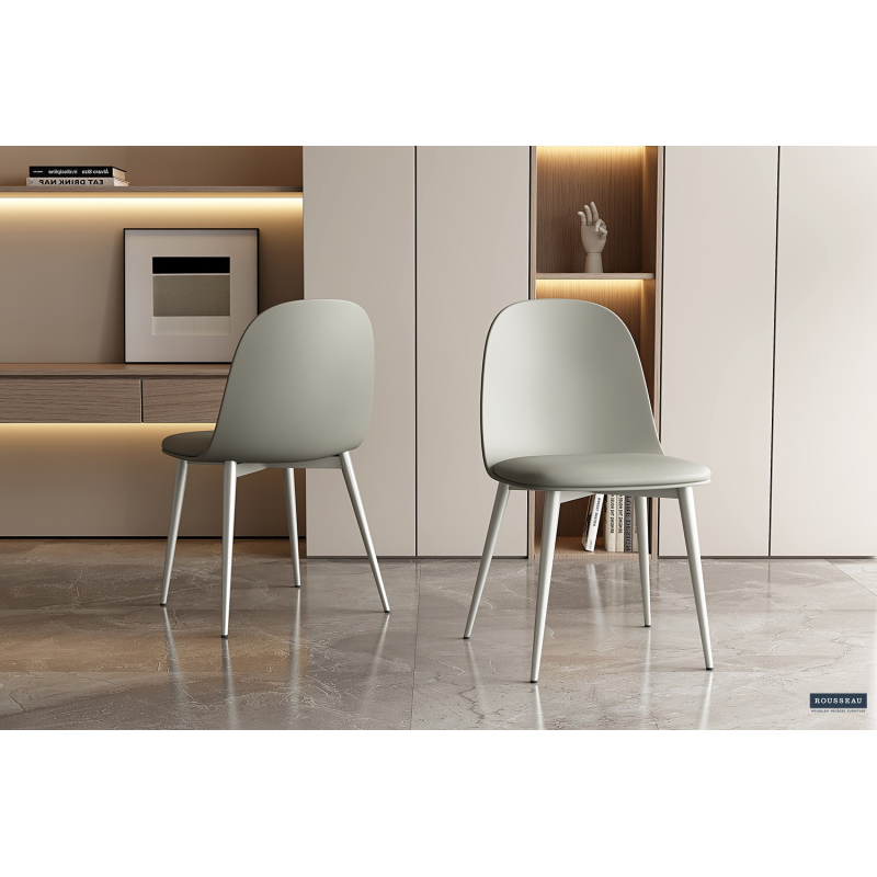 Chaise 'Jasmin' Assise PP Coussin PU Gris-Vert - Élégance et Confort