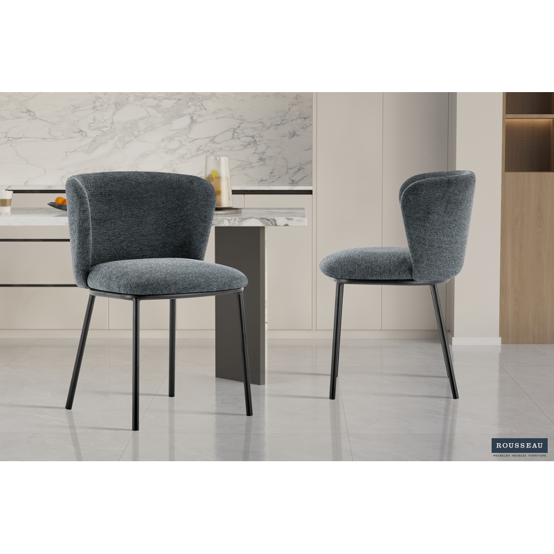 Chaise Arthur Tissu Ote Belfast 39 Gris Foncé - Élégance et Confort