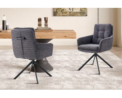 Chaise Luna Pivotant Corduroy Gris - Confort et Élégance