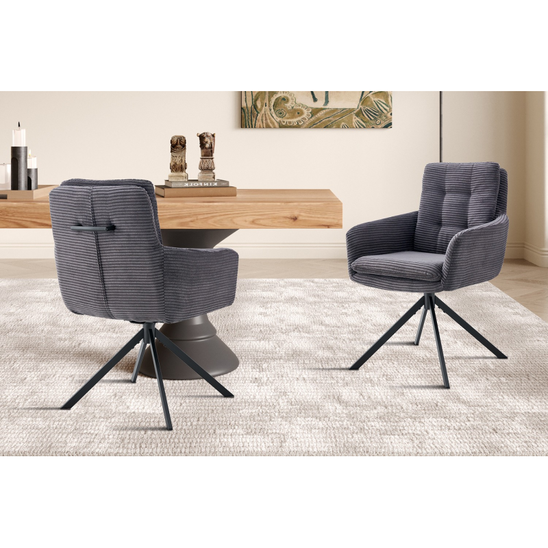 Chaise Luna Pivotant Corduroy Gris - Confort et Élégance