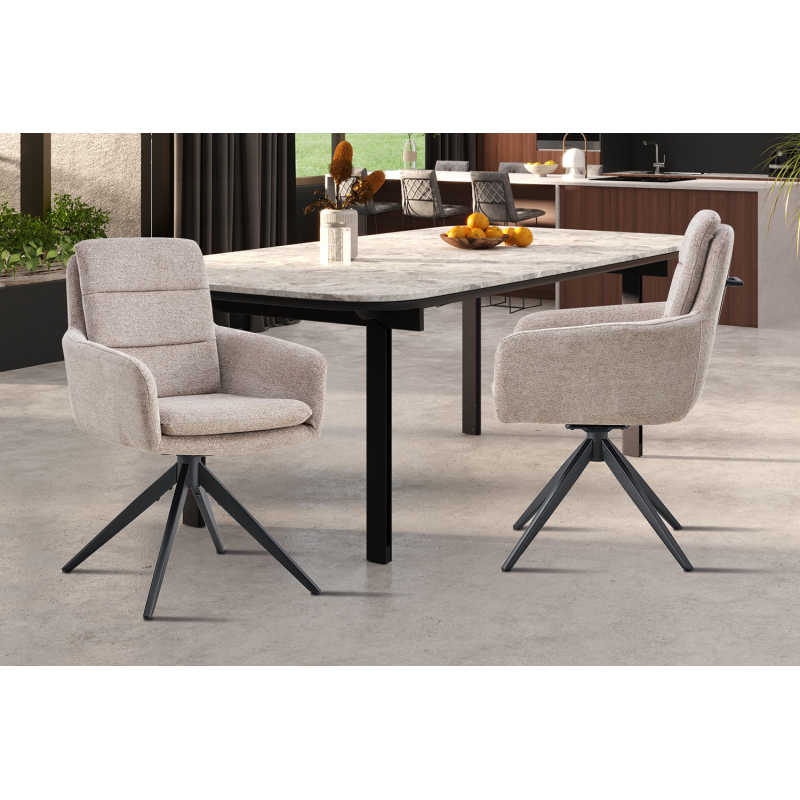 Chaise Lisold pivotante - Tissu Fabb Raven 30 Sable | Meubles