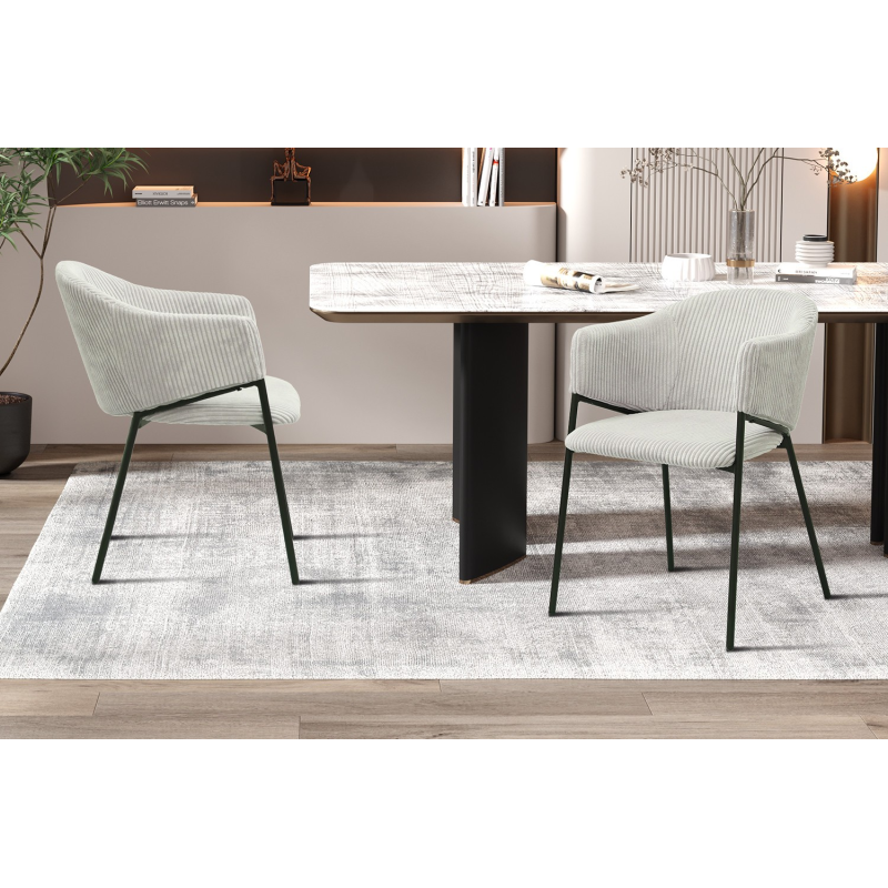 Chaise Hugo Corduroy Gris Clair - Élégance et Confort