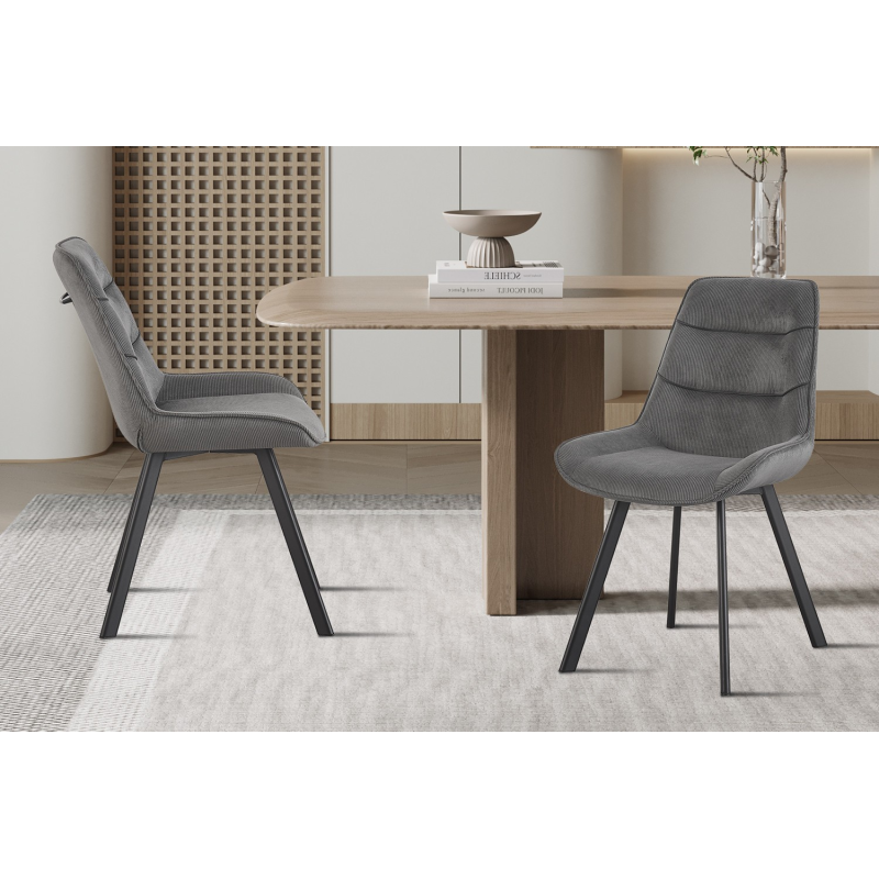 Chaise Amelie Corduroy Gris - Confort et Élégance