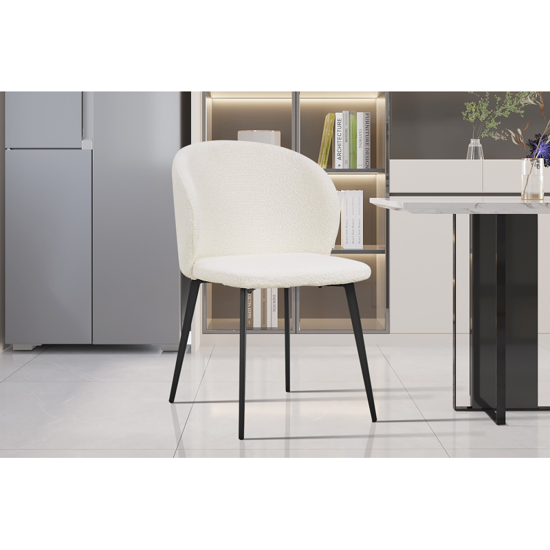 Chaise 'Toledo' Bouclé Blanc - Élégance et Confort