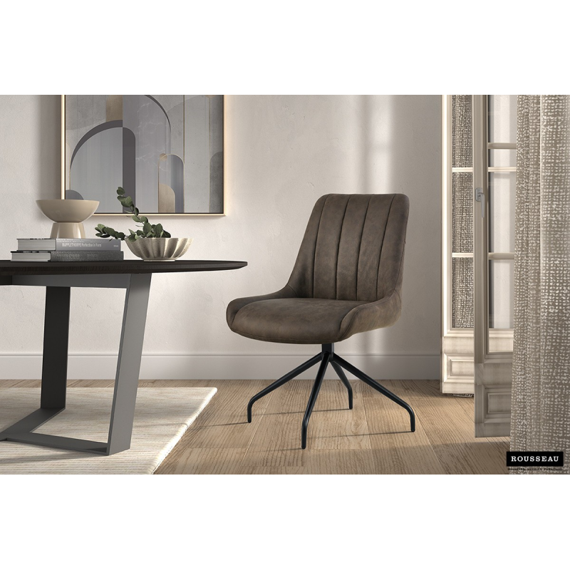 Chaise Avila pivotante en tissu brun gris - Meuble chic et pratique