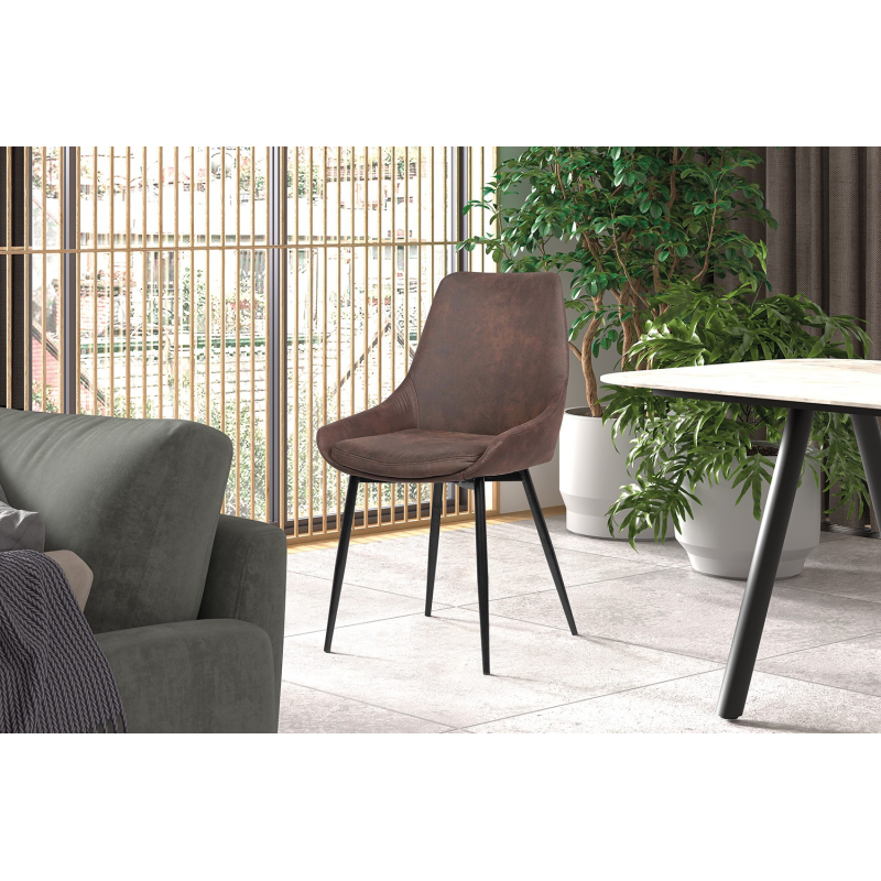 Chaise 'Mirano' PU Microfibre Brun - Confort et Élégance