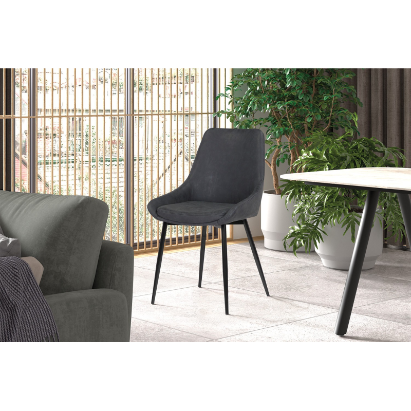 Chaise 'Mirano' PU Gris Foncé - Élégance Contemporaine