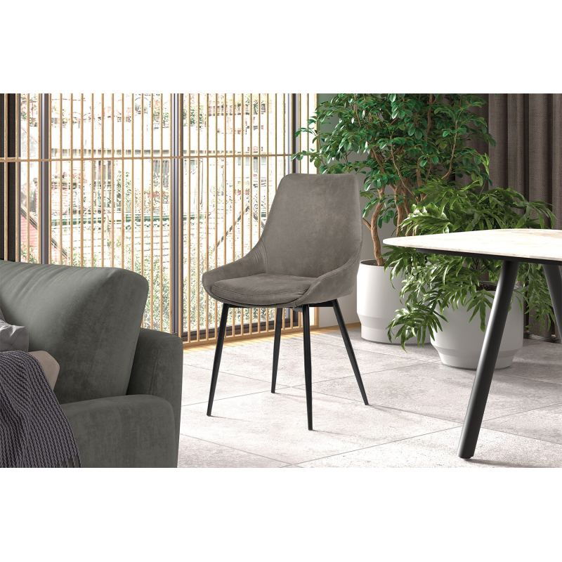 Chaise 'Mirano' PU Microfibre Gris - Confort et Élégance