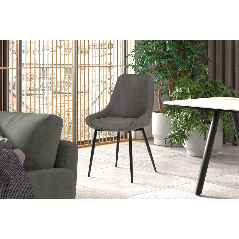 Chaise 'Mirano' PU gris clair - Élégance et confort