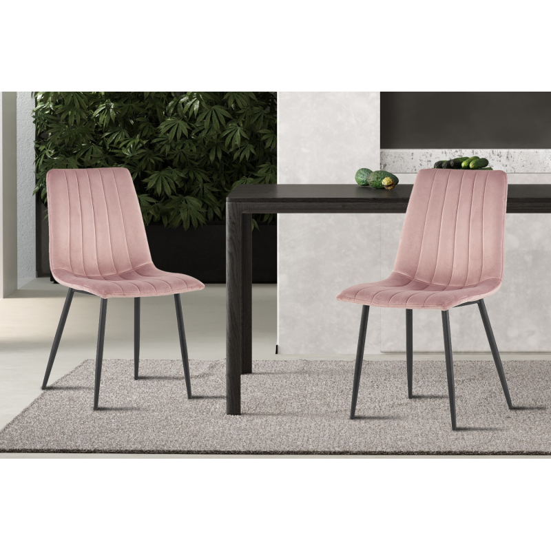 Chaise Willis Velours Rose - Élégance et Confort