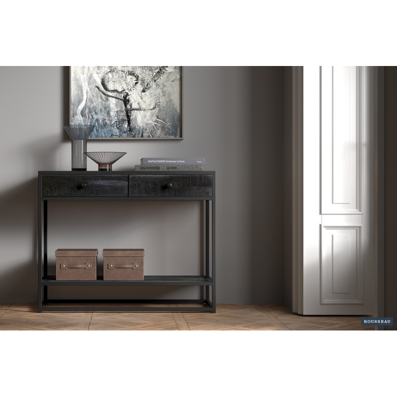Console 'Ace' Bois de Manguier Noir - Élégance et Fonctionnalité