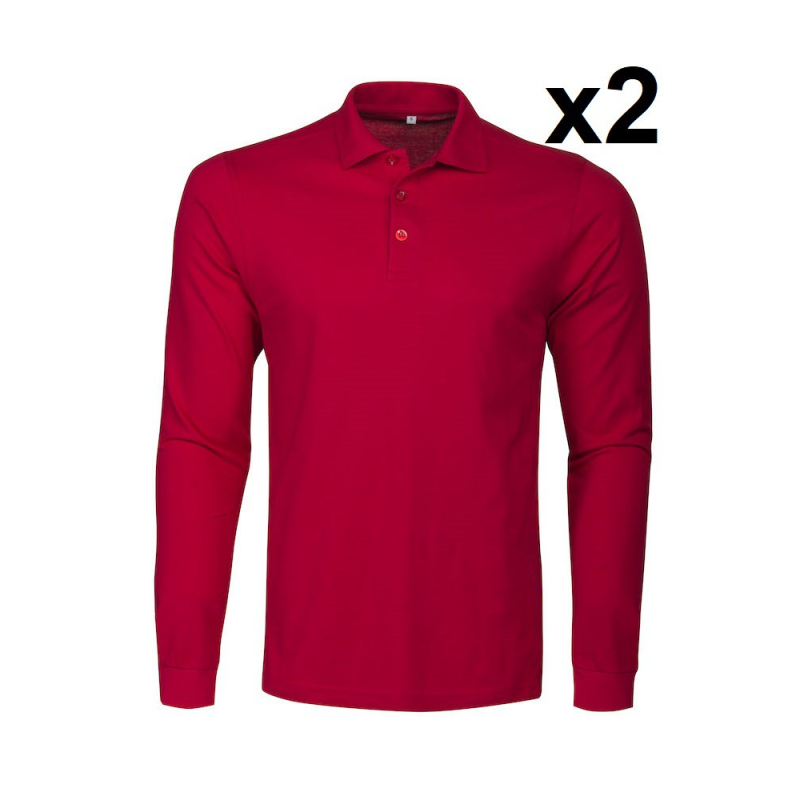 Polo piqué manches longues Surf RSX – Lot de 2 | Rouge ou Blanc