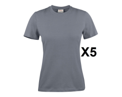 Tee shirt manches courtes femme gris Heavy RSX - Lot de 5