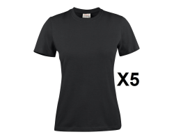 Tee shirt manches courtes femme noir Heavy RSX - Pack de 5