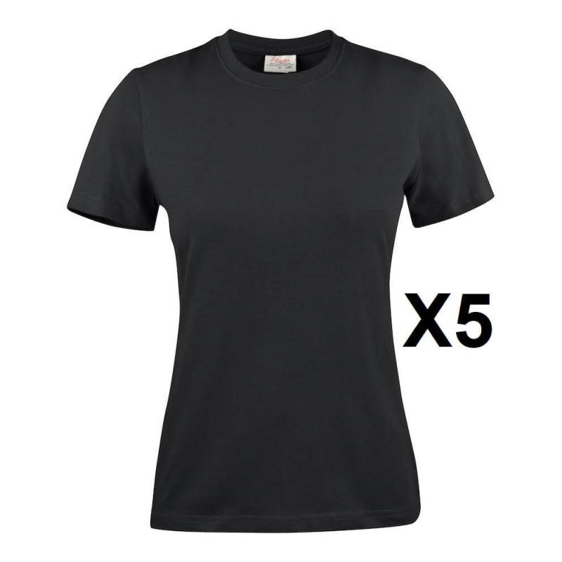 Tee shirt manches courtes femme noir Heavy RSX - Pack de 5
