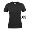 Tee shirt manches courtes femme noir Heavy RSX - Pack de 5