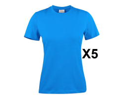 Tee shirt manches courtes femme bleu Heavy RSX - Lot de 5