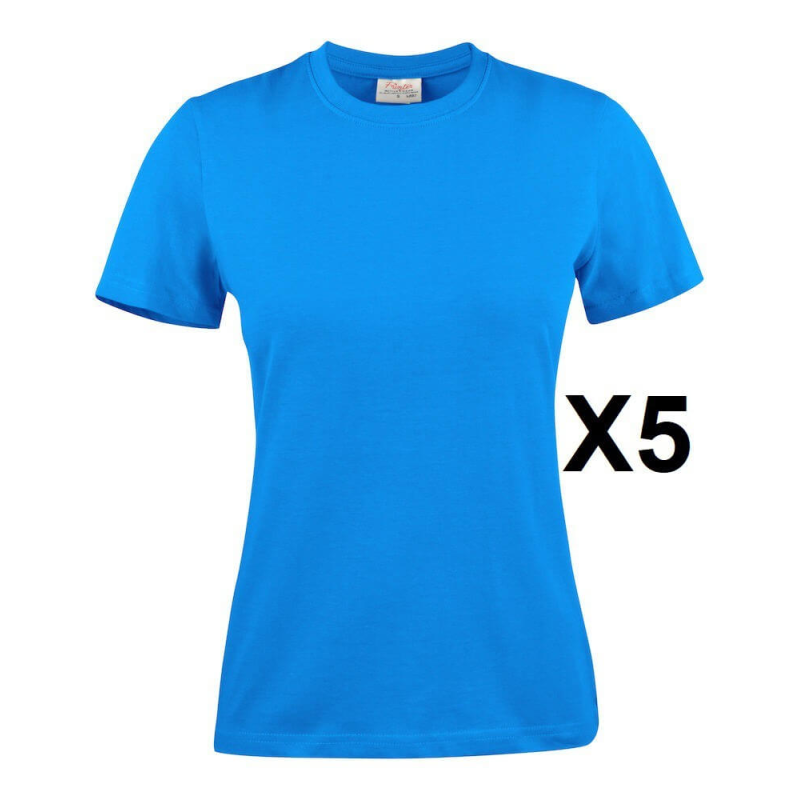Tee shirt manches courtes femme bleu Heavy RSX - Lot de 5