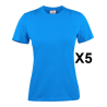 Tee shirt manches courtes femme bleu Heavy RSX - Lot de 5
