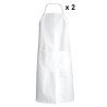 Tablier de cuisine coton blanc Ciboulette LMA - Lot de 2