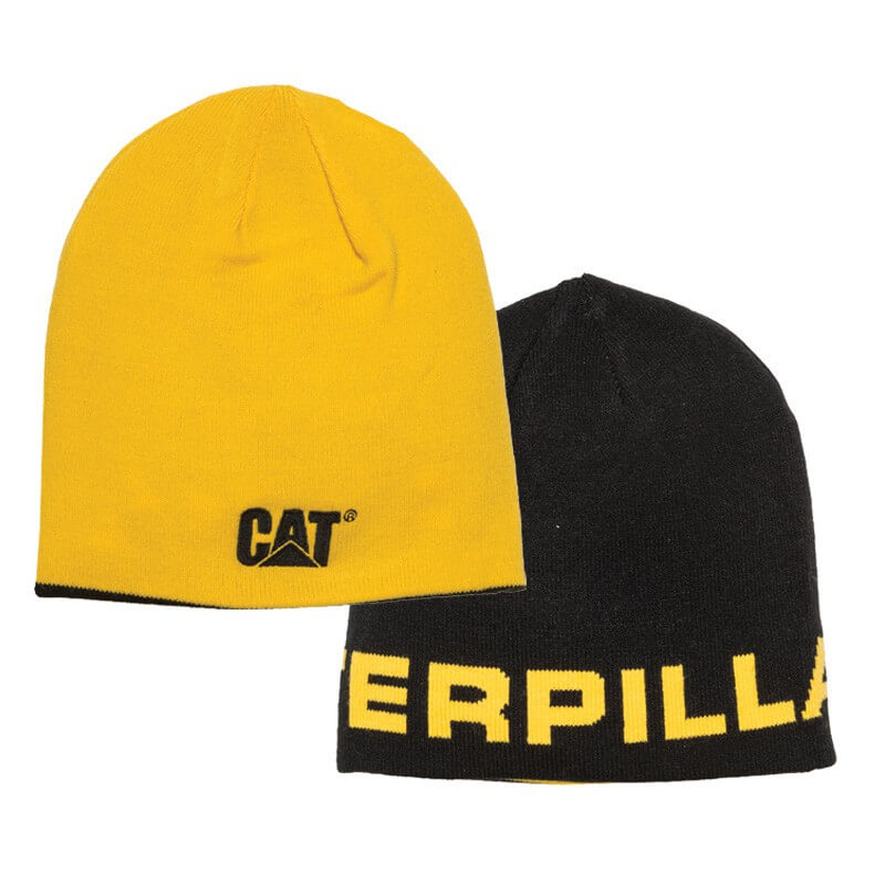 Bonnet réversible noir jaune Caterpillar - Vêtements d'hiver pour homme