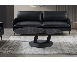 Table basse Sapporo Ronde Rotative Pierre Gris Foncé - Mobilier Élégant