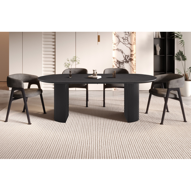 Table 'Lagos' 220 cm Ovale en Décor Brun Foncé - Meubles Modernes