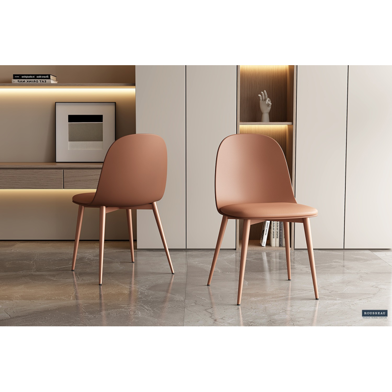 Chaise Jasmin - Assise PP et Coussin PU Terracotta | Mobilier Design