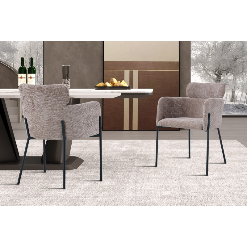 Chaise 'Naomi' Tissu Sable | Confort et Élégance
