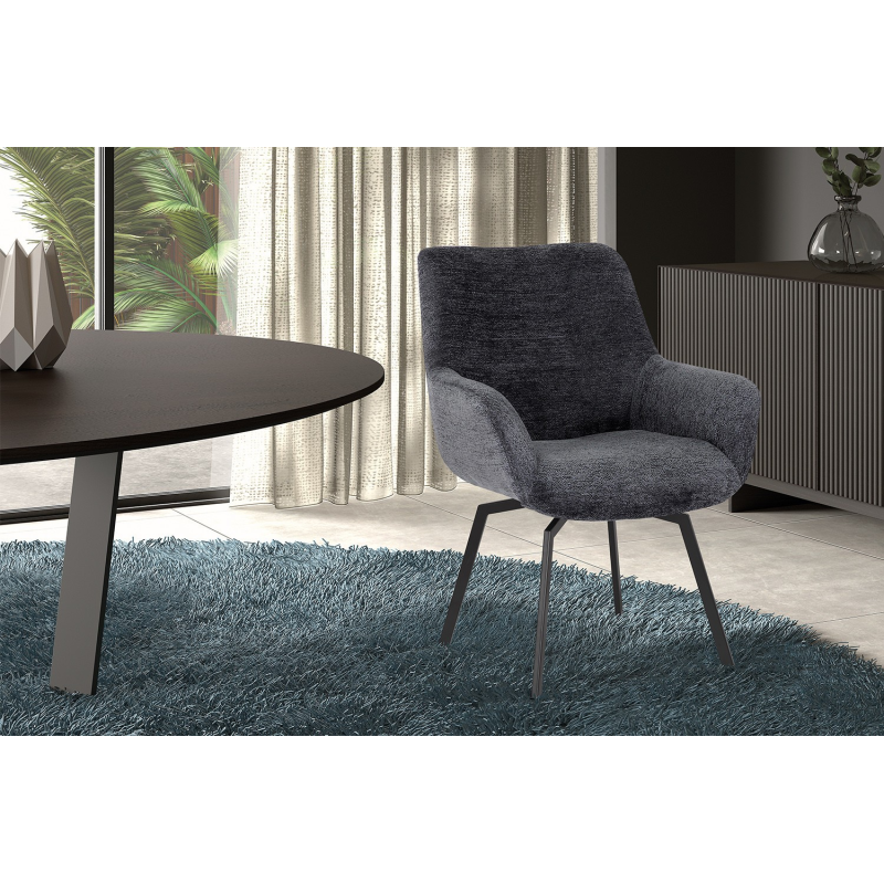 Chaise Modest pivotante en tissu Fabb Raven 18 gris foncé - Meubles