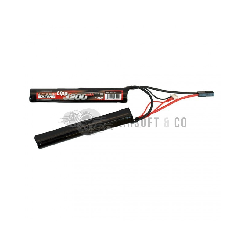 Batterie LiPo SWISS ARMS 7.4V 3200 mAh 25C / C26 - Équipement Sportif