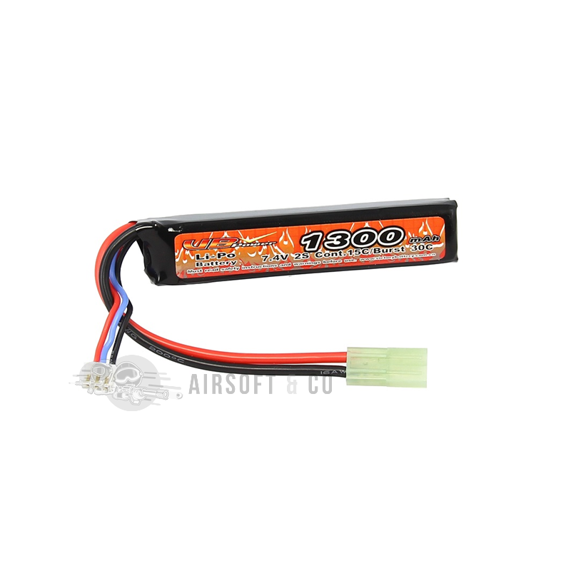Batterie LiPo 7.4V 1300 mAh 15C Burst 30C - Équipement Sportif