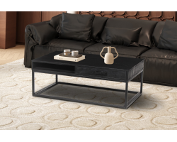 Table basse 'Madeira' en bois de manguier noir avec tiroir - Meubles