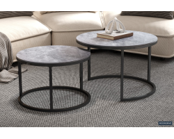 Table basse Boston en verre gris effet pierre - Meuble moderne