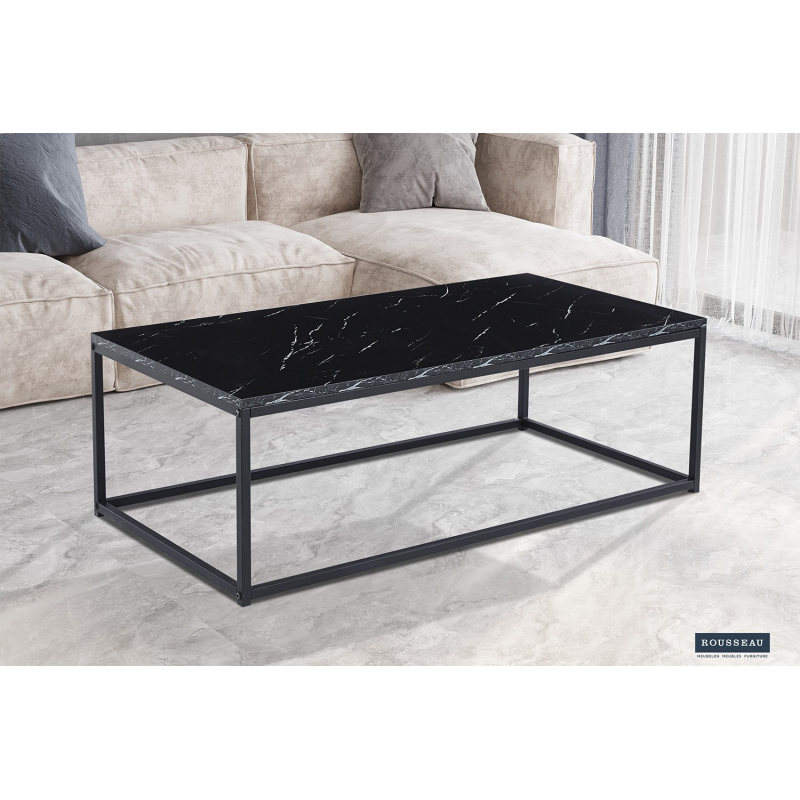 Table basse 'Dallas' Décor Marbre Noir - Meubles élégants