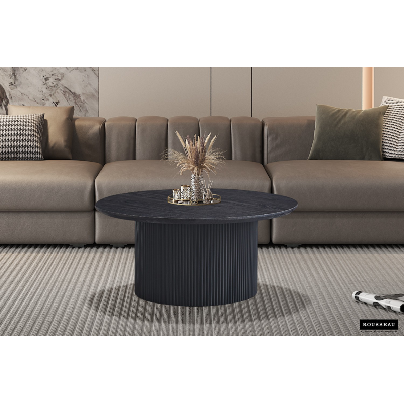 Table basse 'Lagos' 80 cm ronde en décor brun foncé - Meubles