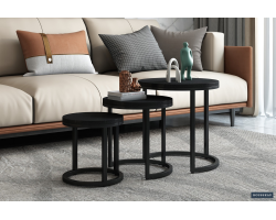 Table d'appoint Plano set de 3 en bois de manguier noir - Design élégant