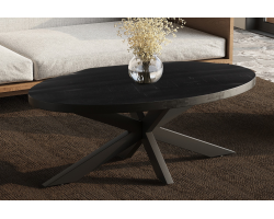 Table basse 'Madeira' ovale en bois de manguier noir - Élégance moderne