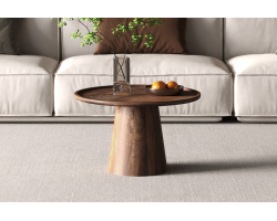 Table basse Jules 65x40 cm ronde en bois de manguier brun clair - Meubles