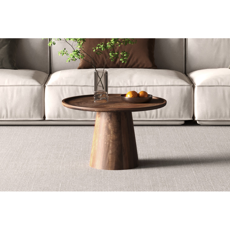 Table basse Jules 65x40 cm ronde en bois de manguier brun clair - Meubles