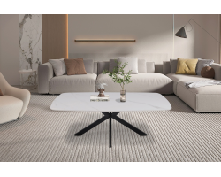 Table basse Apollo 130 cm ovale | Pierre blanche et métal