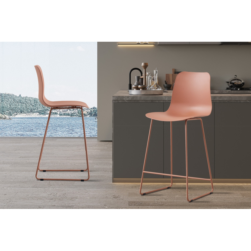 Chaise de comptoir Marie en terracotta - Design moderne et confort