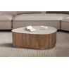 Table basse 'Nolan' 100 cm - Bois de manguier et Travertin Beige