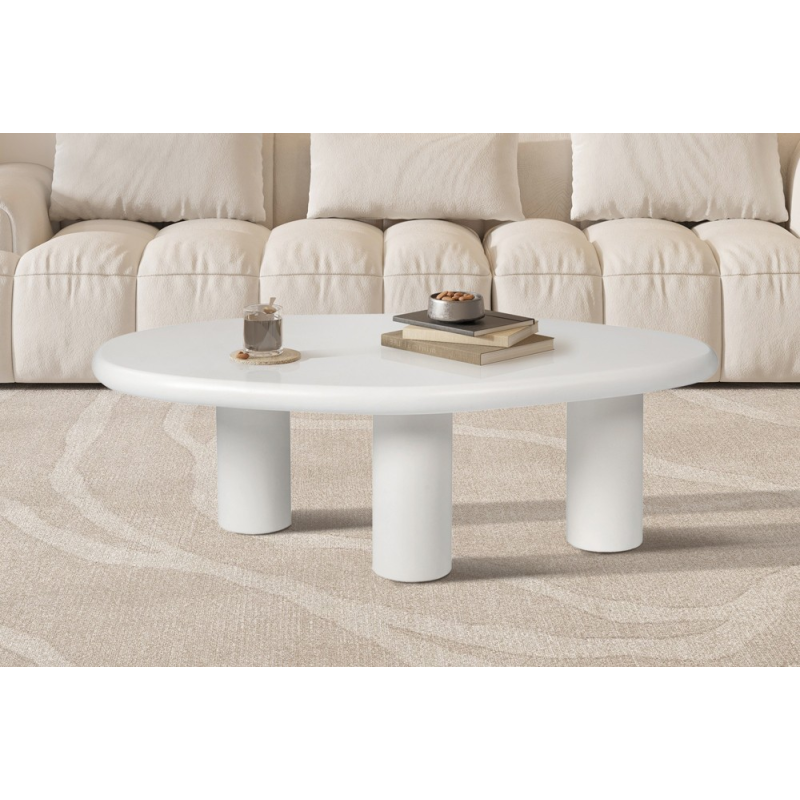 Table basse 'Tavira' 120 cm Ciment Blanc - Meubles Modernes