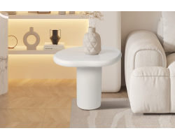 Table basse 'Tavira' 58 cm Ciment Blanc - Design Moderne