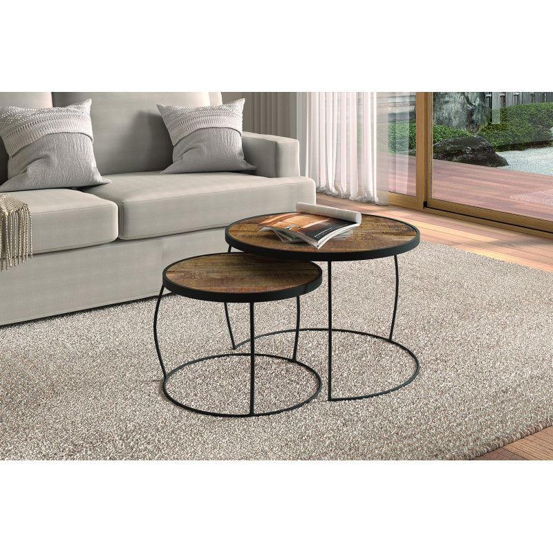 Table basse Lars en bois de manguier - Set de 2 tables élégantes